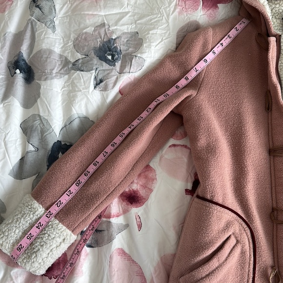Y2K Paul Frank Sherpa Lined, Mauve Fleece jacket with zipper and wooden button - Picture 13 of 14